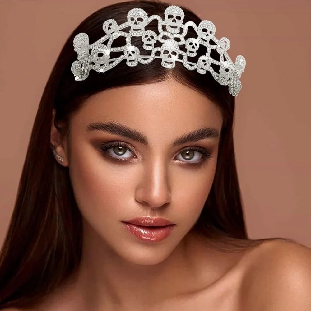NWT 💎💀💎 PIPER k crystals embroidered skulls tiara crown